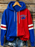 Women'S Football Gameday Gift For Football Fans Zipper Long Sleeve Hoodie