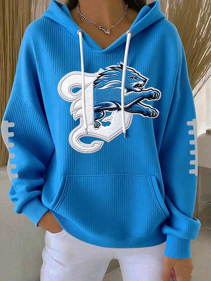 Women'S Football Print Hooded Sweatshirt