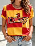 Women'S Football Printed Casual Round Neck T-Shirt