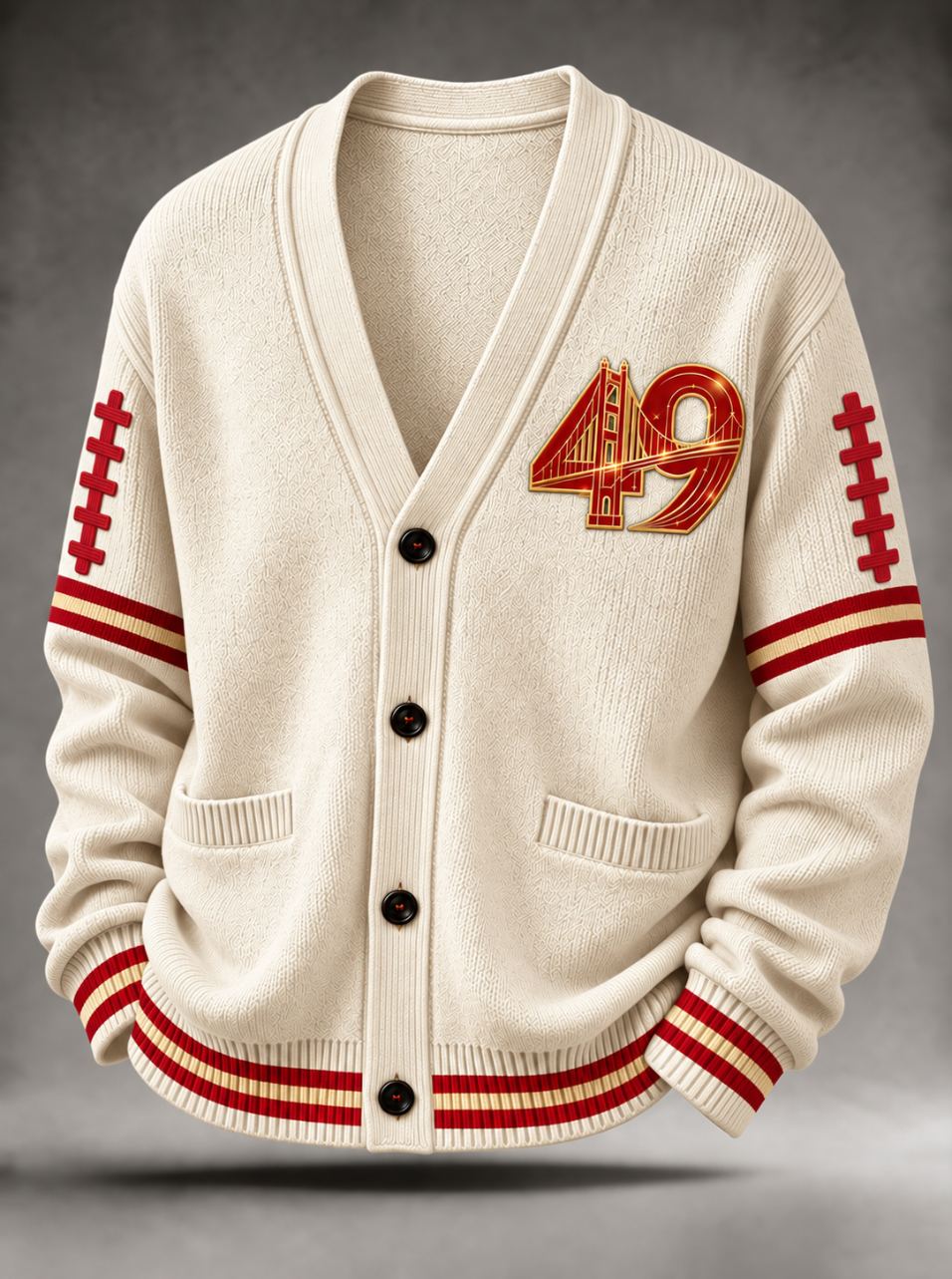 Men'S Sports Football Long Sleeved Cardigan