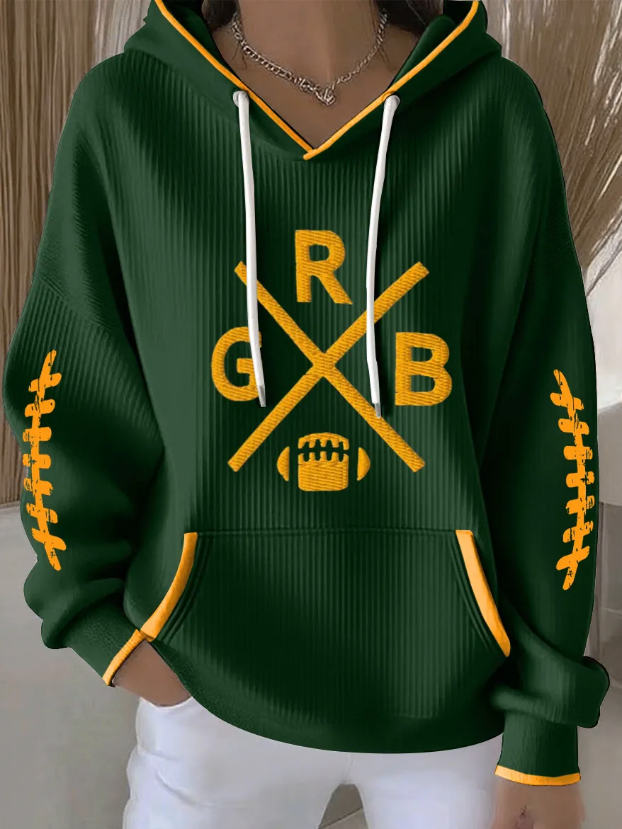 Women'S Football Printed Hooded Sweatshirt