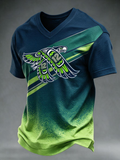 Men'S Seattle Football Printed Vintage Fashion Loose Short Sleeve T-Shirt