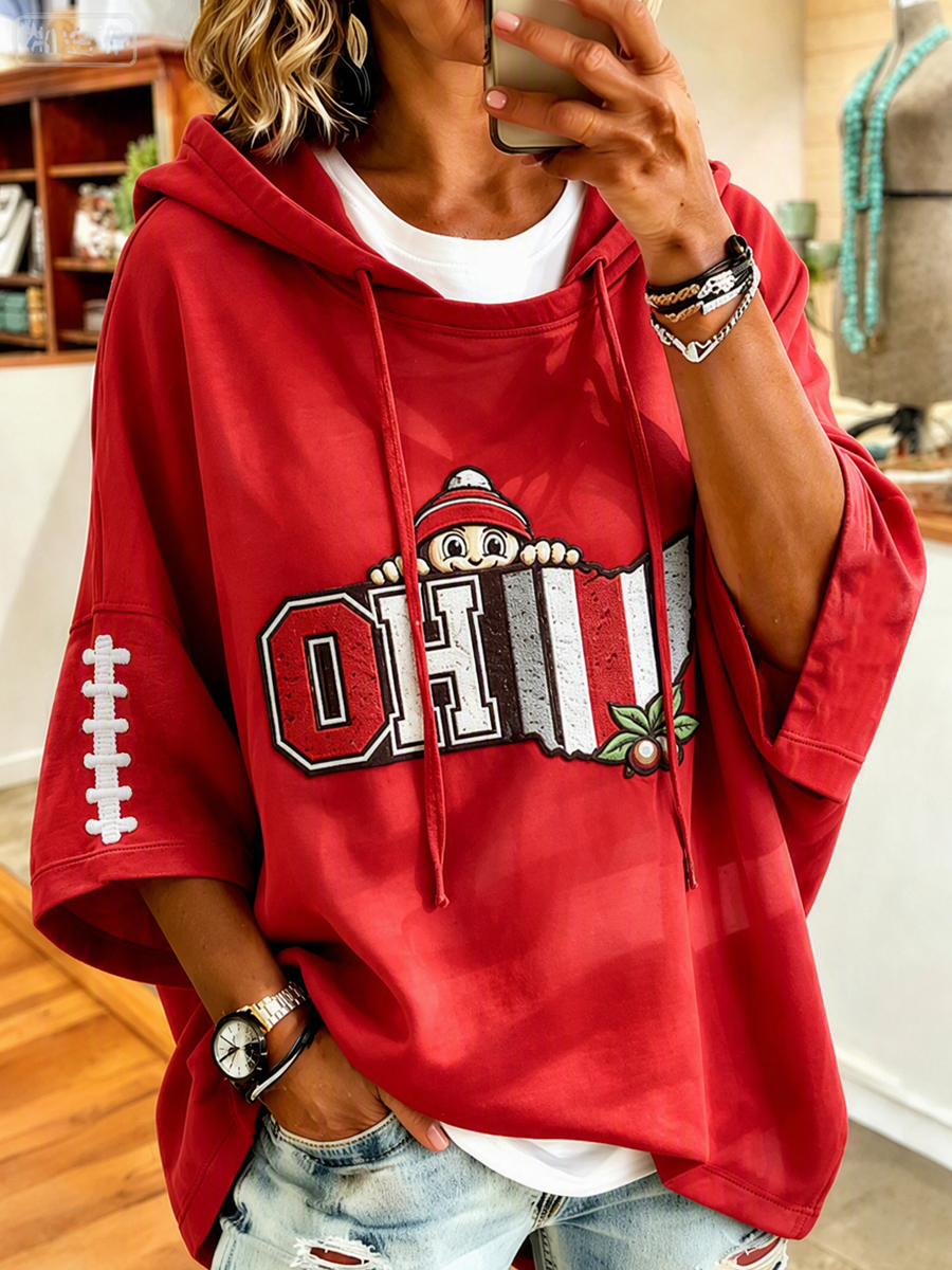 Women's Football Printed Casual Hoodie