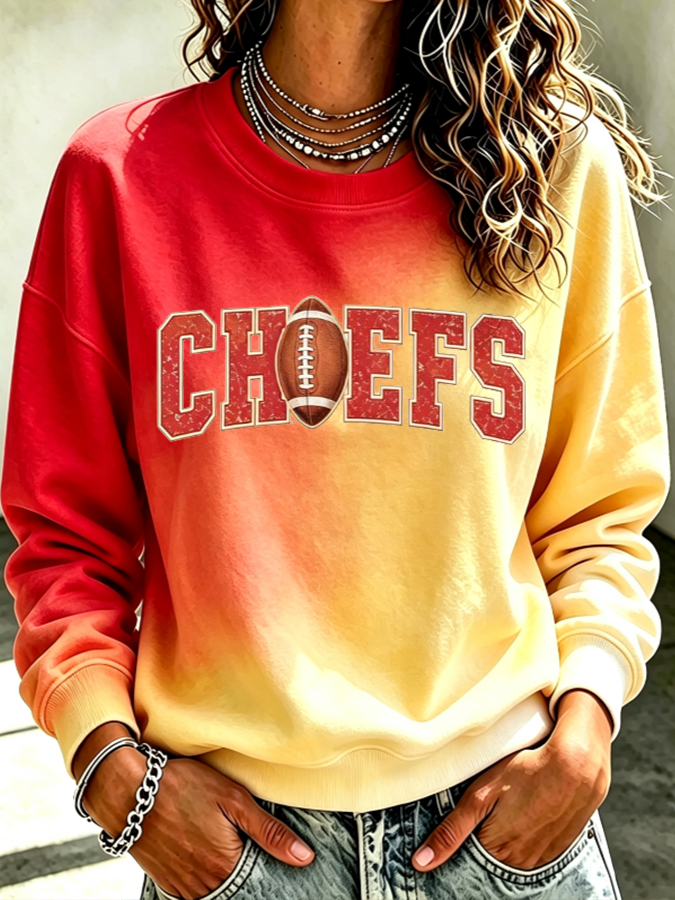 Women's Football Printed Casual Sweatshirt