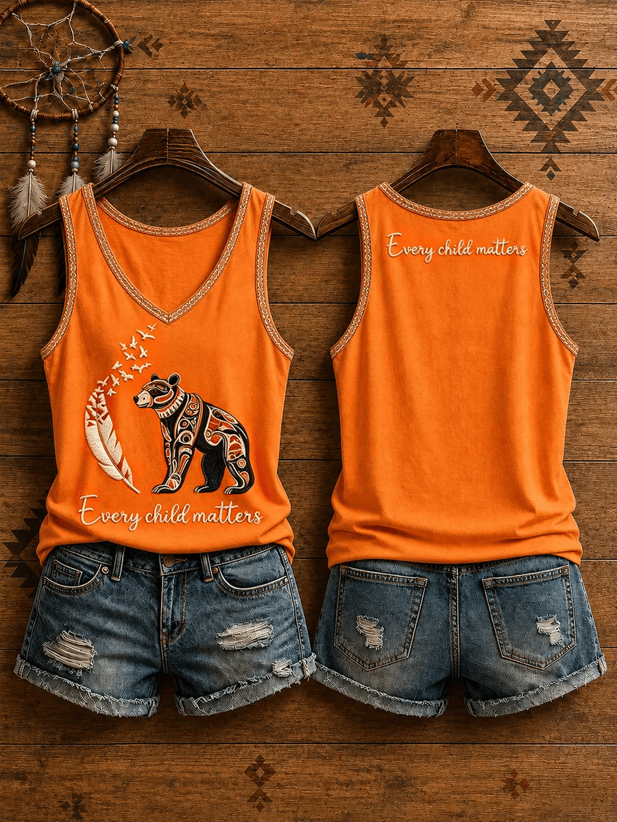 Women's Retro  Orange Shirt Day Print Vest