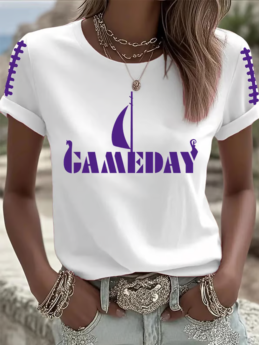 Women'S Football Print Short-Sleeve T-Shirt
