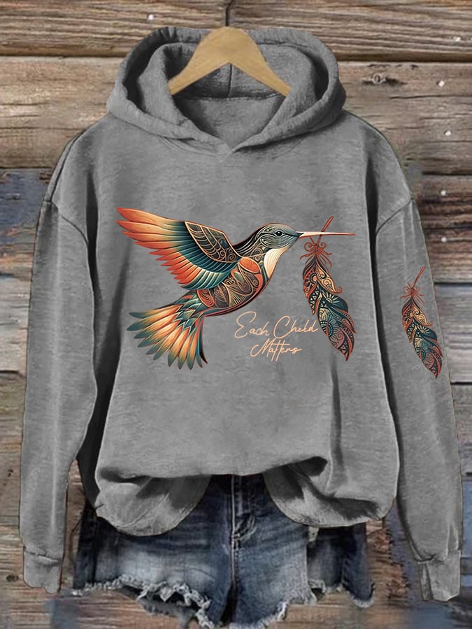 Women's Orange Shirt Day Printed Long Sleeve Hoodie