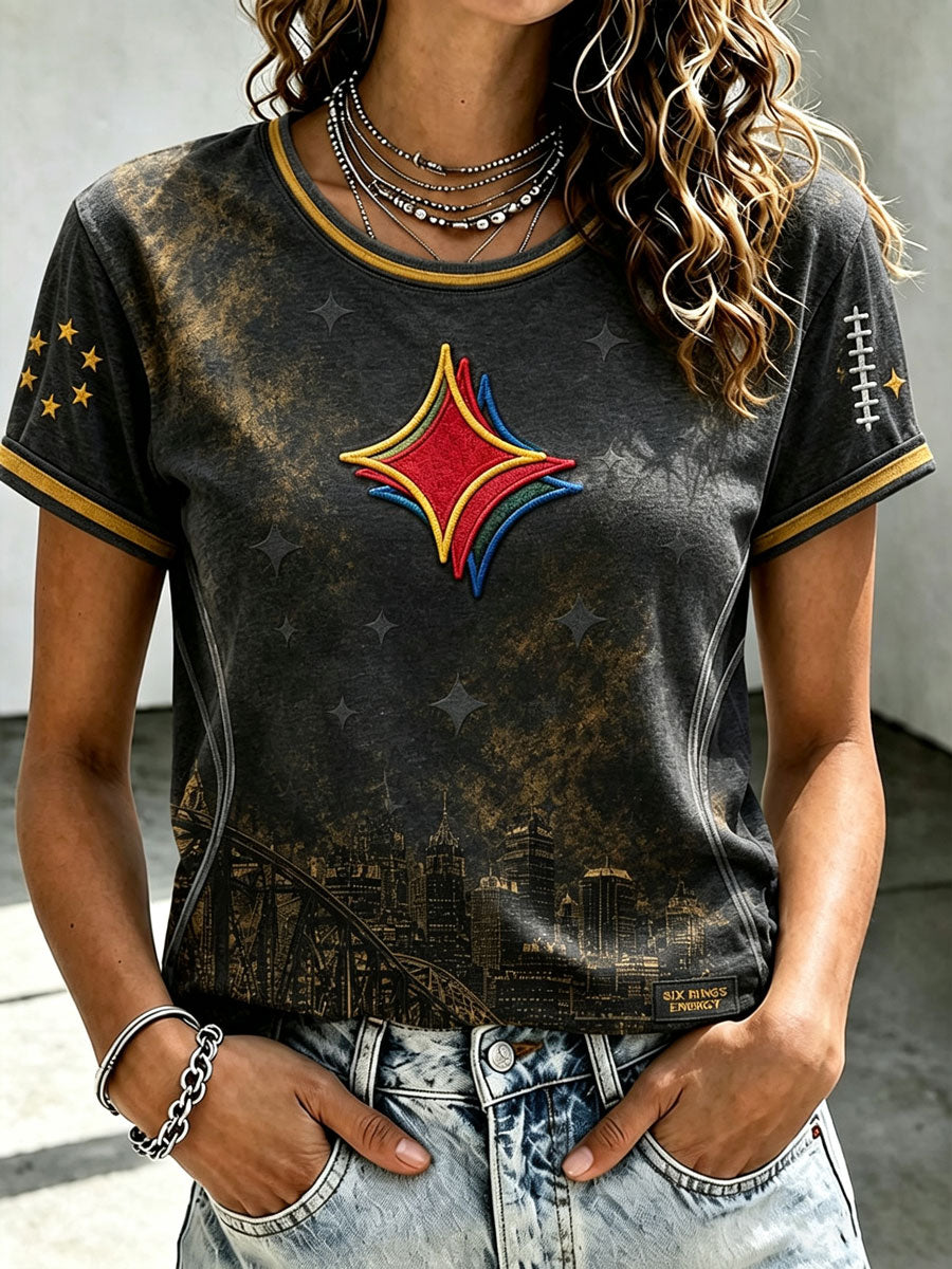 Women'S Football Fan Round Neck T-Shirt