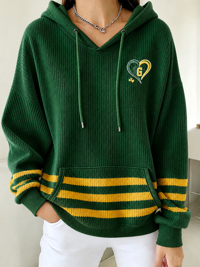 Women'S Football Print Hooded Sweatshirt