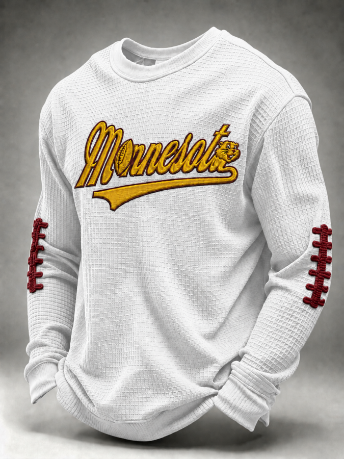Men'S Football Printed Waffle Sweatshirt
