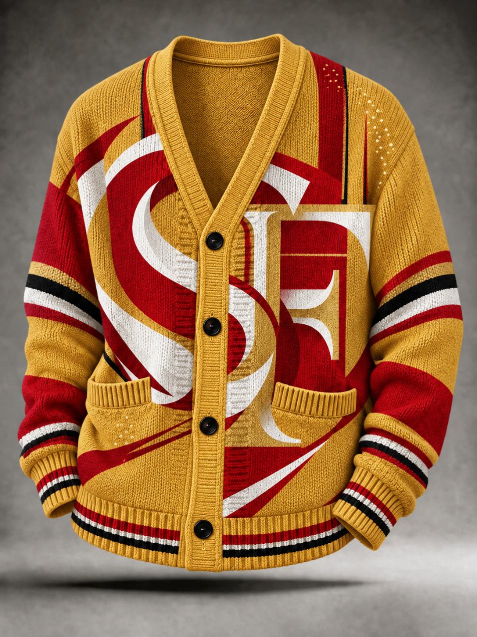 Men'S Sports Football Long Sleeved Cardigan