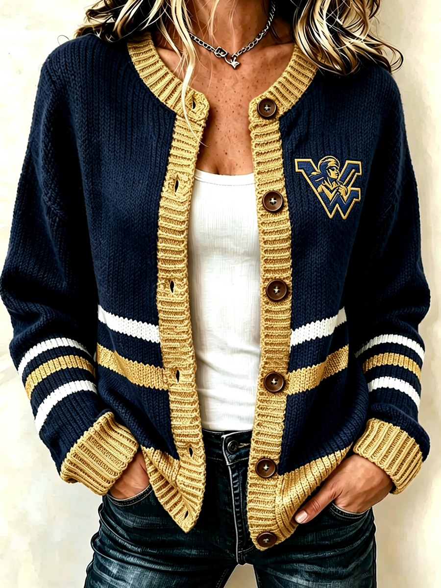 Women's Football Fans Printed Knitted Cardigan Top