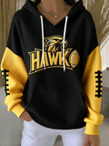 Women'S Football Print Hooded Sweatshirt