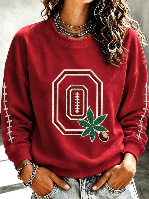 Ladies' Football Printed Round Neck T-Shirt