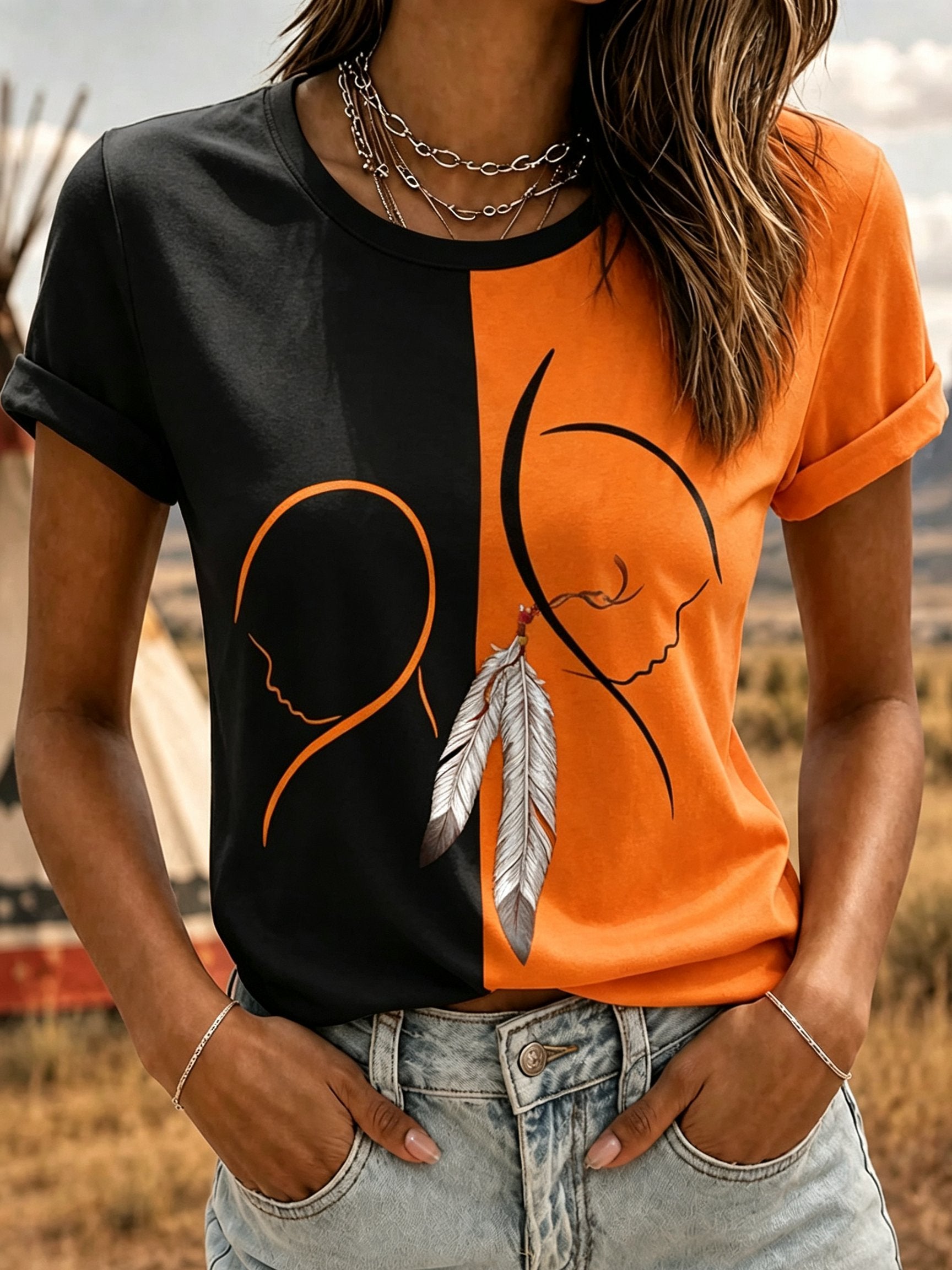 ❤️Buy 3 Get 20% Off❤️Women's Orange Shirt Day Print Casual T-shirt