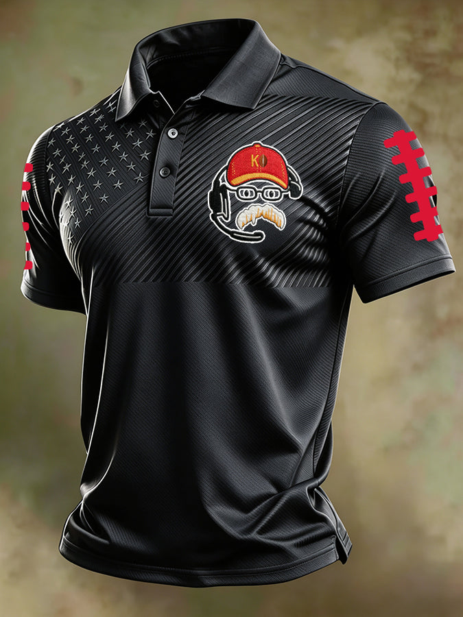Men'S Football Printed Polo Shirt