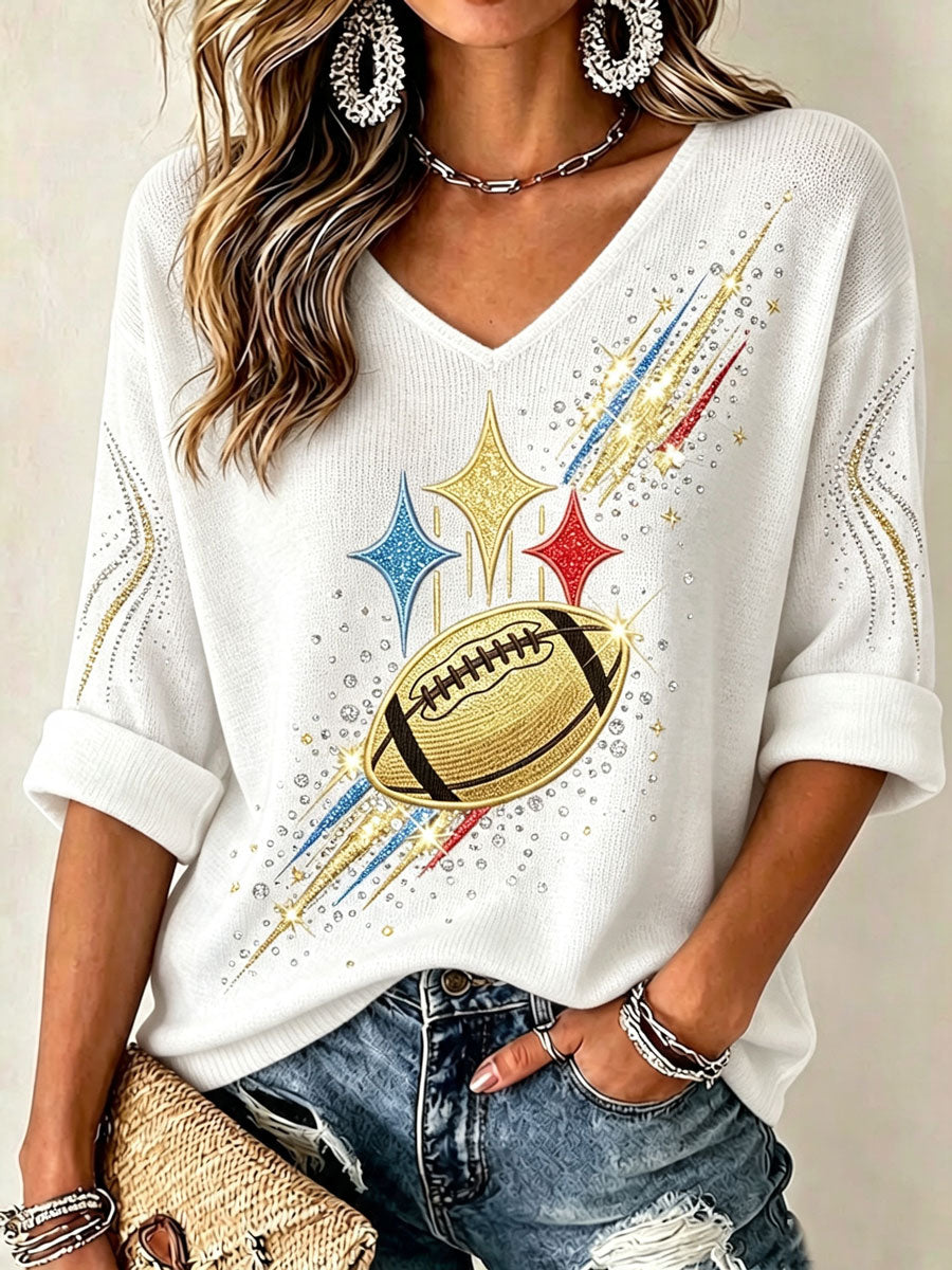 Women'S Football Print Waffle Top