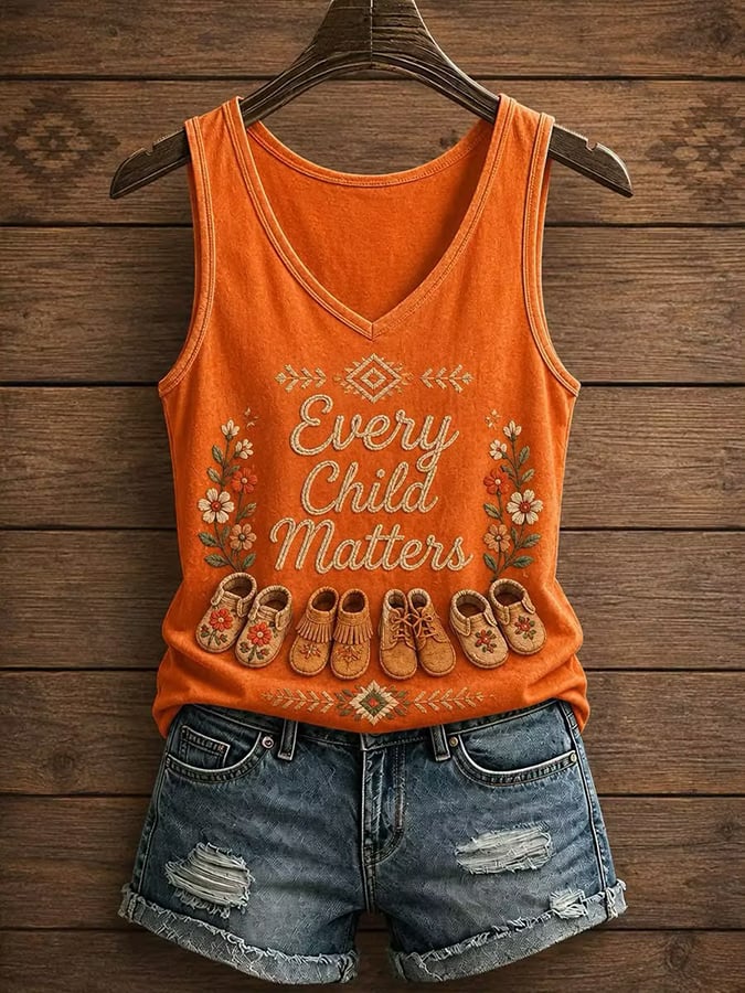 ❤️Buy 3 Get 20% Off❤️Women's Orange Shirt Day Print Casual Vest