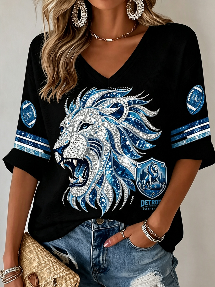 Women'S Football Print Waffle Top