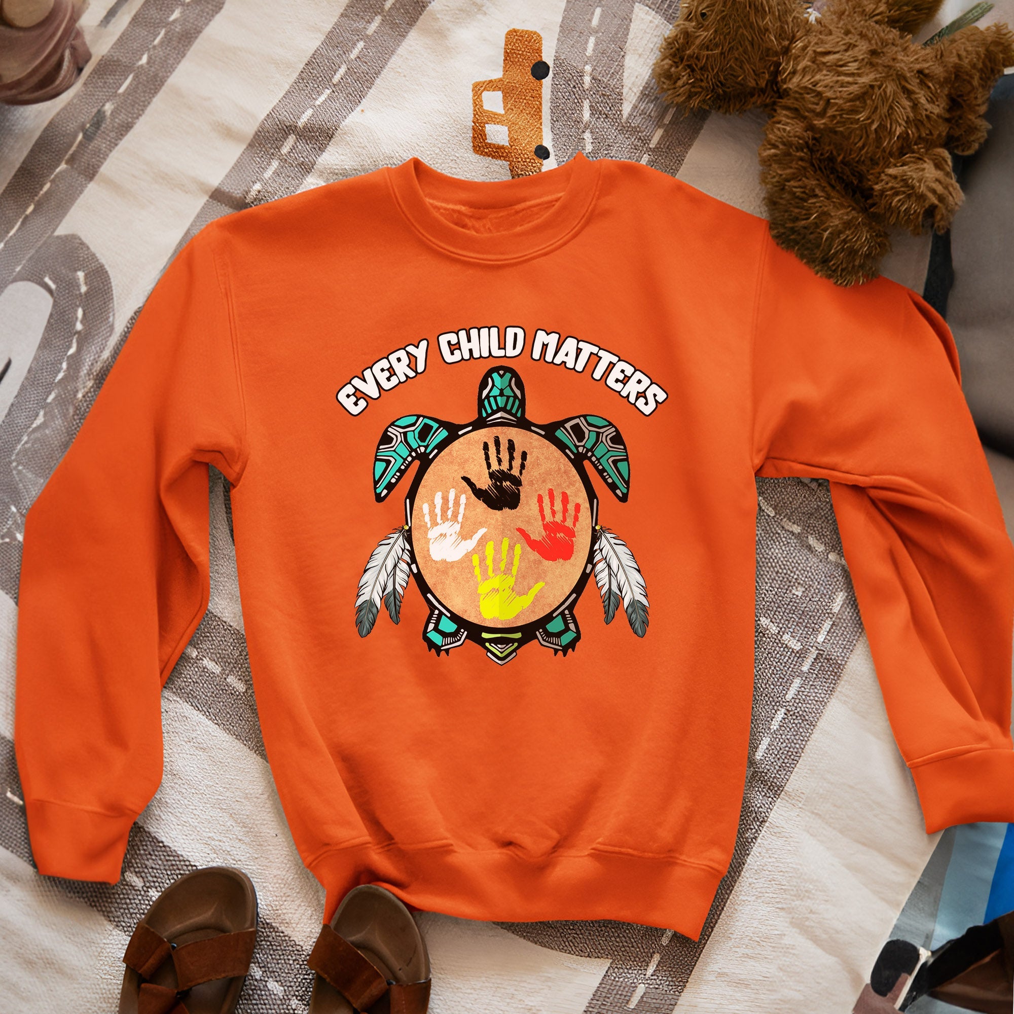 Feather Hand Color On Turtle For Orange Shirt Day Unisex T-shirt/Hoodie/Sweatshirt