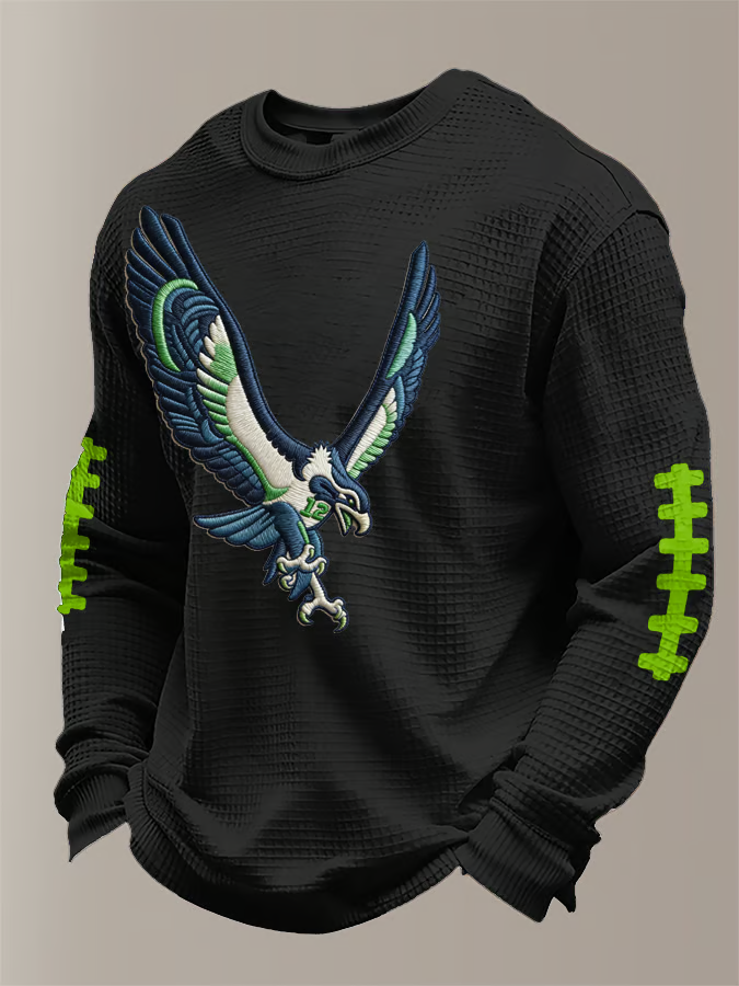 Men's Football Waffle Fabric Long-sleeved T-shirt