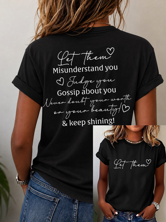 Women's Let Them Printed Round Neck T-shirt