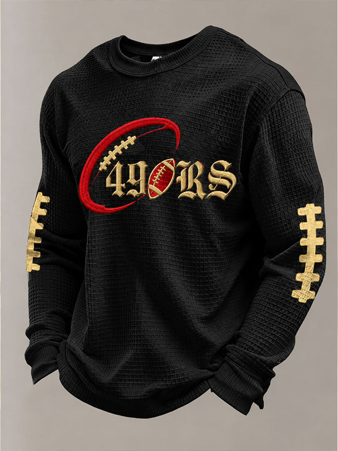 Men's Football Sports Pattern Waffle T-Shirt