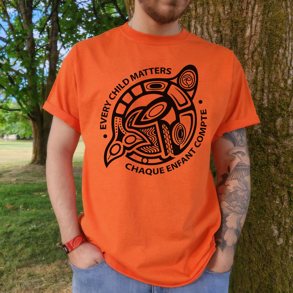 Every Child Matters Chaque Enfant Compte – Indigenous Turtle Orange Shirt Day Unisex T-shirt/Hoodie/Sweatshirt