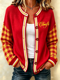 Women'S Casual Football Plant Knitted Cardigan Top