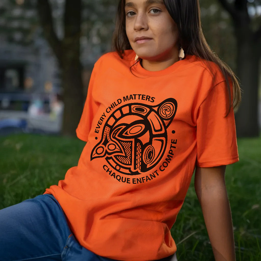 Every Child Matters Chaque Enfant Compte – Indigenous Turtle Orange Shirt Day Unisex T-shirt/Hoodie/Sweatshirt