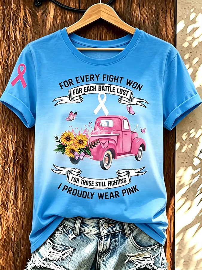 Women'S Pink Art Printed Casual T-Shirt