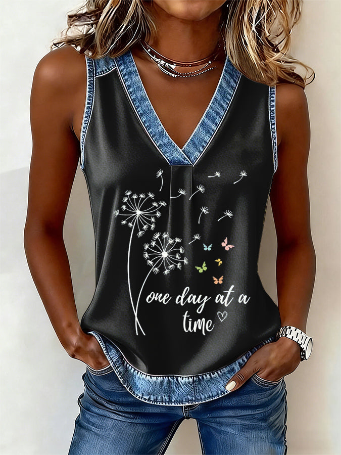 Women's One Day At A Time Print Tank Top