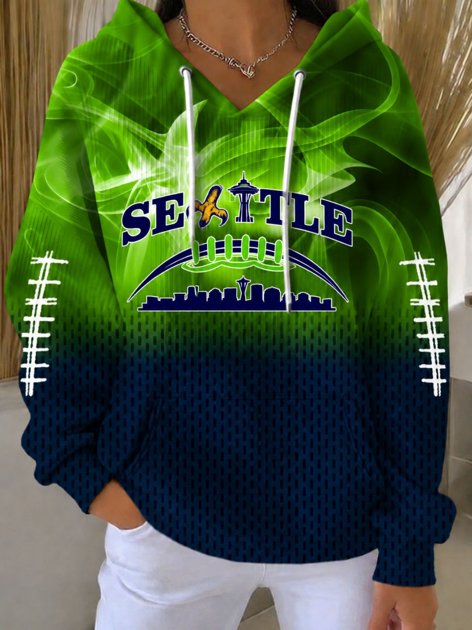 Women's Football Game Day Print Casual Hoodies