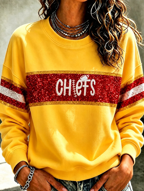 Women's Football Printed Casual Sweatshirt