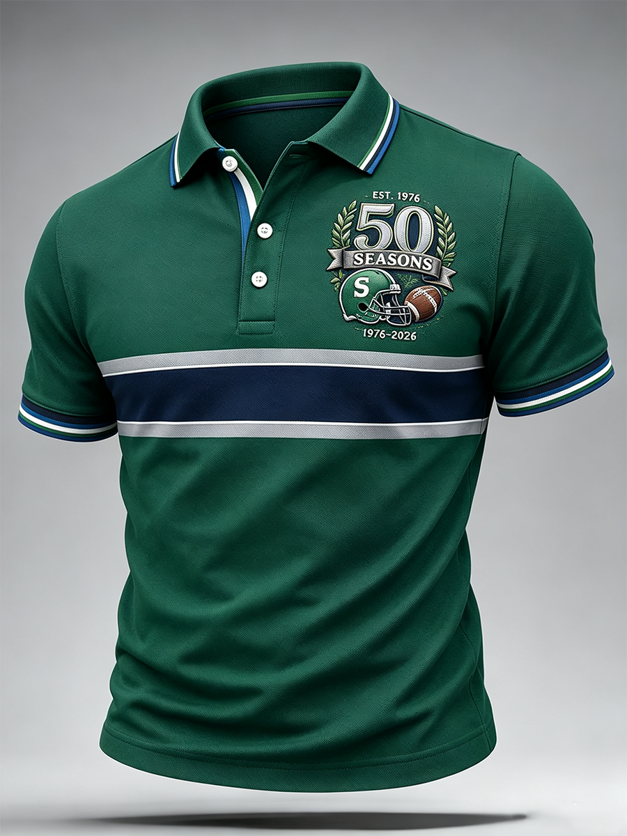 Men'S Football Good Better Best Printed Short Sleeved Polo Shirt