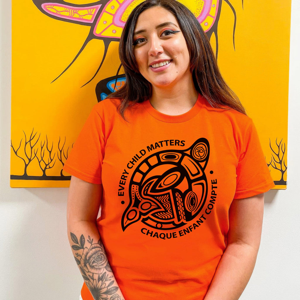 Every Child Matters Chaque Enfant Compte – Indigenous Turtle Orange Shirt Day Unisex T-shirt/Hoodie/Sweatshirt