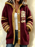 Women's Football Supporters Hooded Knit Cardigan