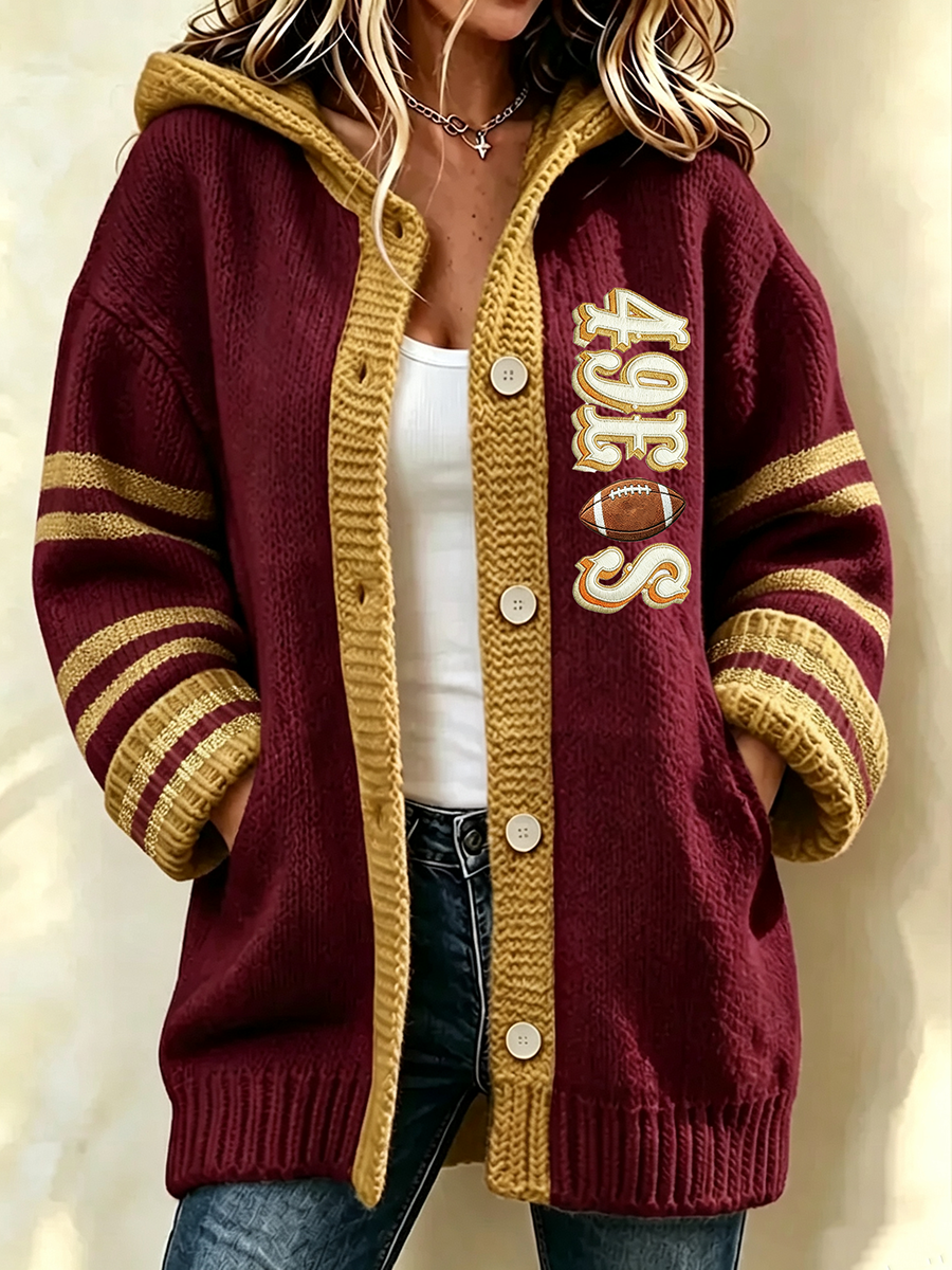 Women's Football Supporters Hooded Knit Cardigan