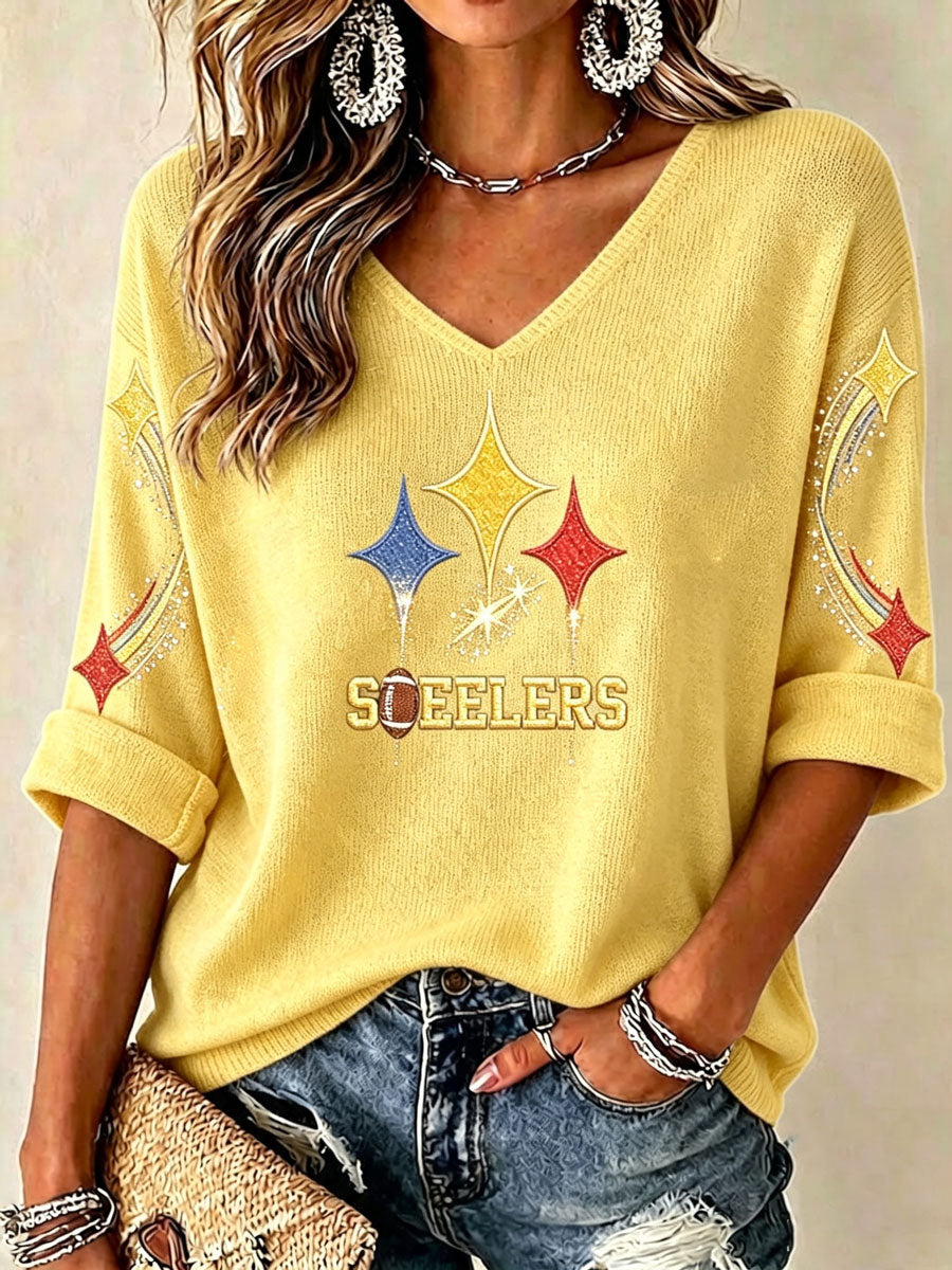 Women'S Football Print Waffle Top