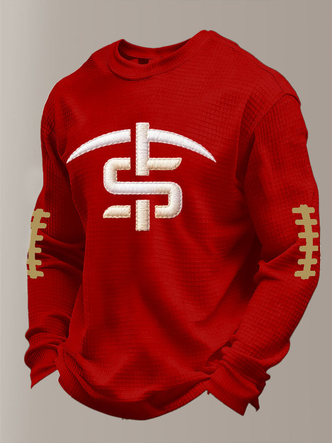 Men'S Football Printed Waffle Sweatshirt