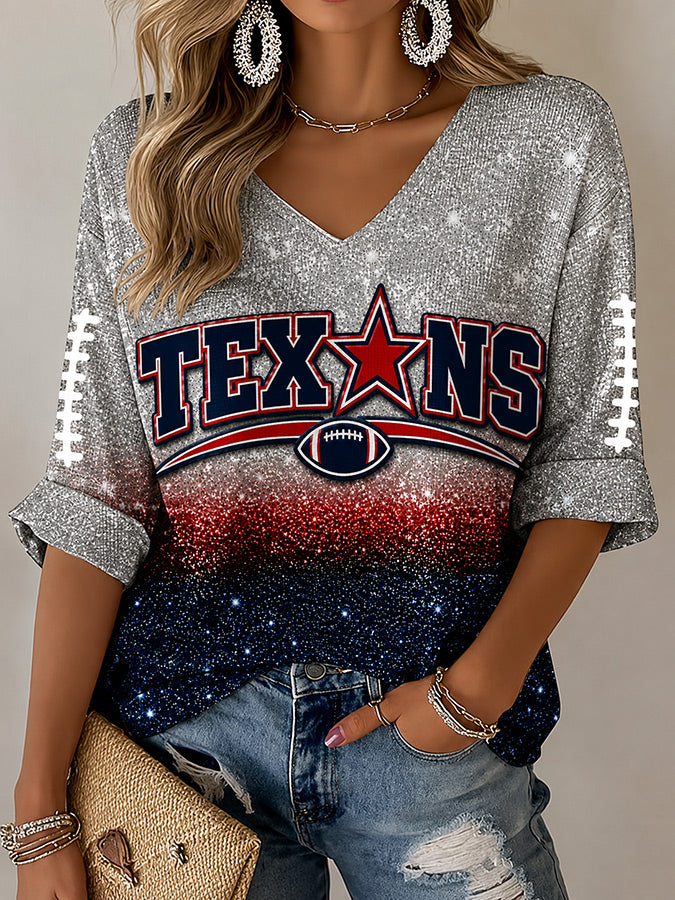 Women'S Football Print Waffle Top