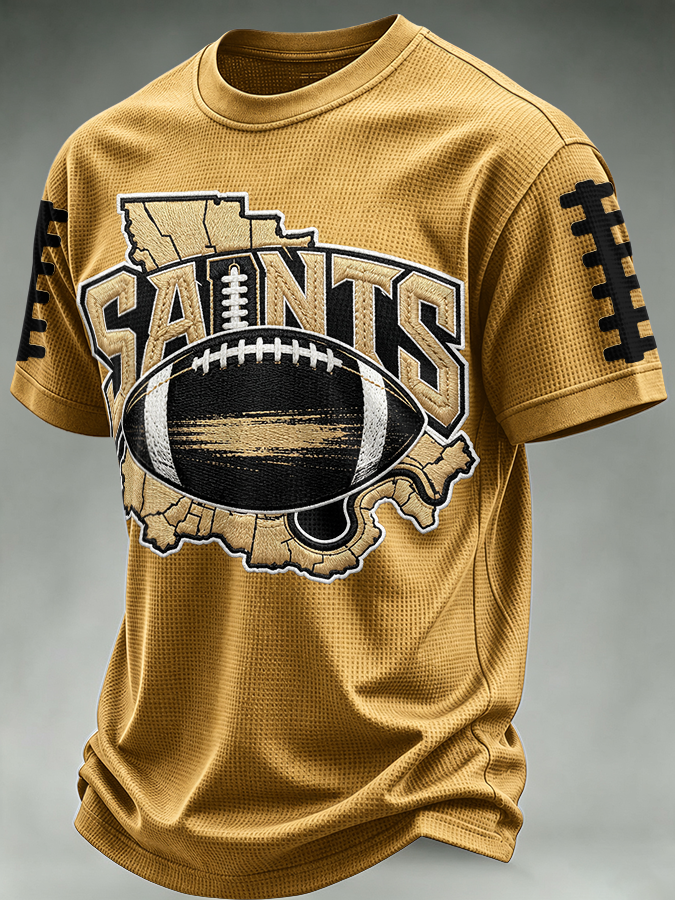 Men'S  Football  Printed  Waffle T-Shirt