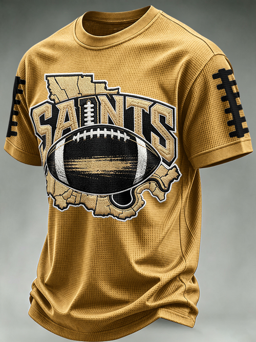 Men'S  Football  Printed  Waffle T-Shirt