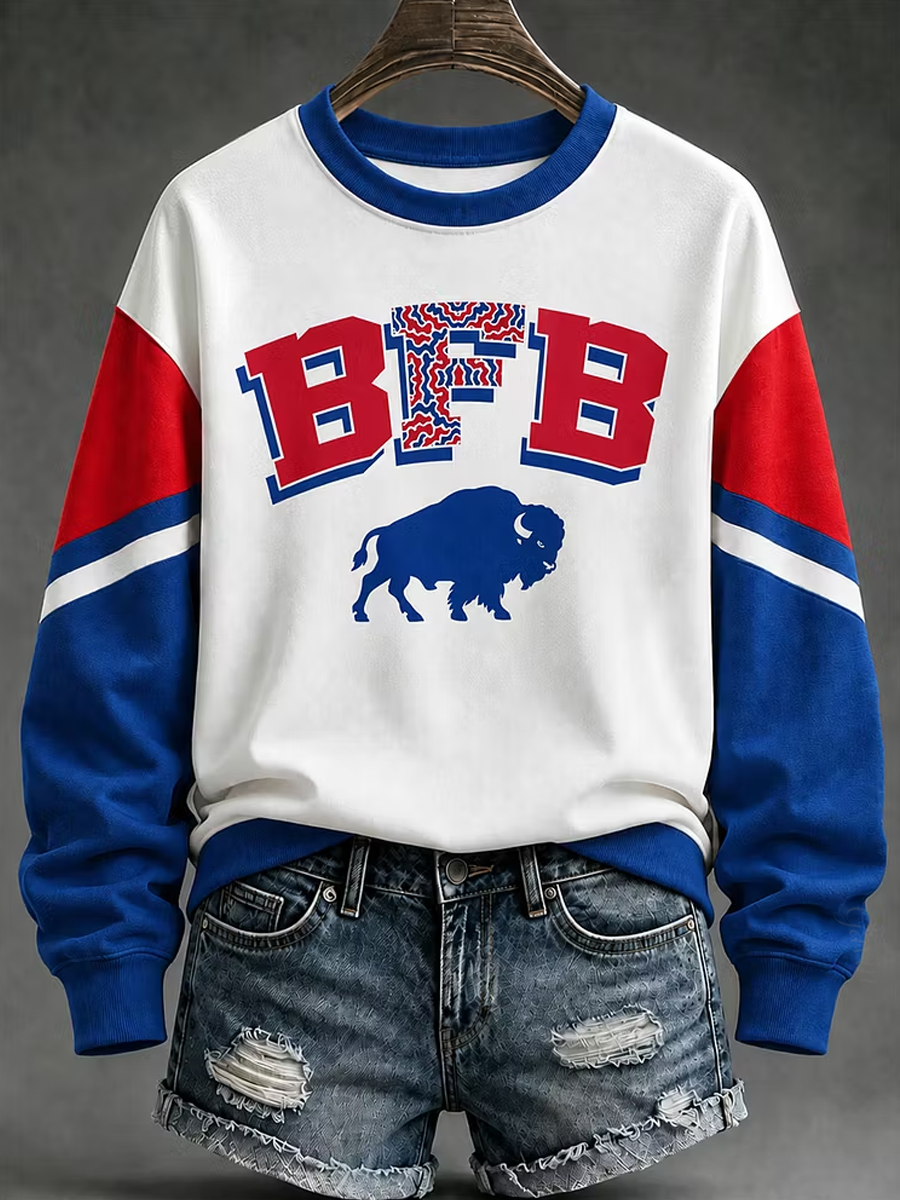 Women'S Football Lover Buffalo Print Sweatshirt