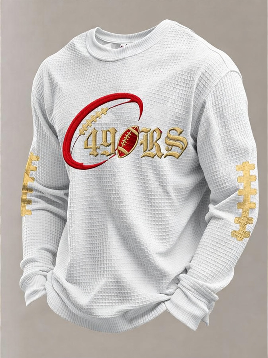 Men's Football Sports Pattern Waffle T-Shirt