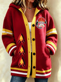 Women'S Football Printed Casual Cardigan
