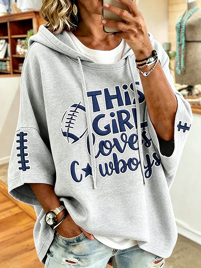 Women'S Retro Rugby Printed Hoodie