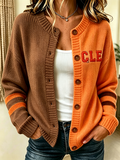 Women'S Casual Football Plant Knitted Cardigan Top