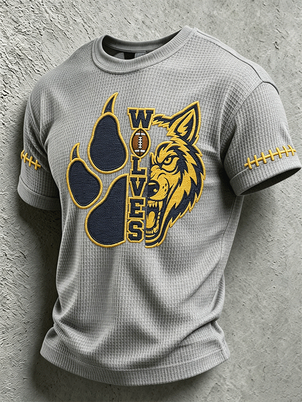 Men's Rugby Waffle Round Neck T-Shirt