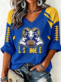 Women'S Football Print Waffle Top